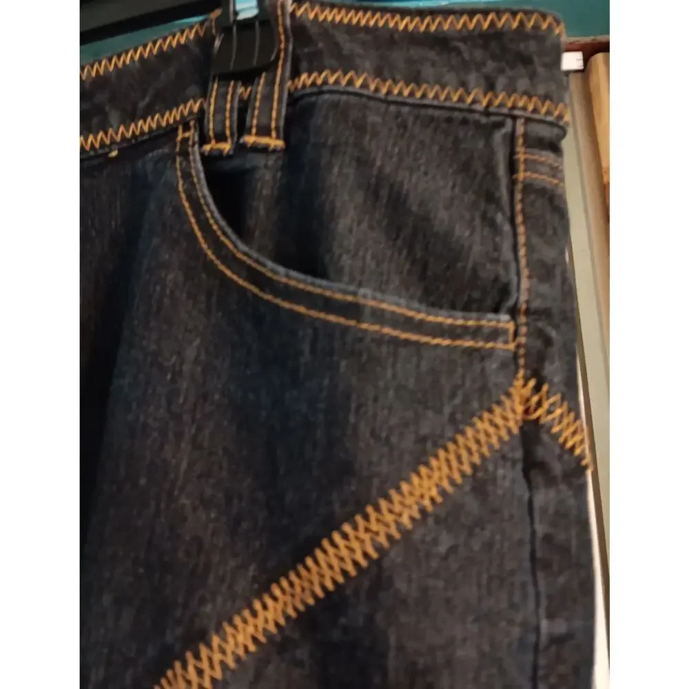 Bisou Bisou Dark Wash Denim Skirt Size 18 Mermaid Style & Ruffled High-Low Hem